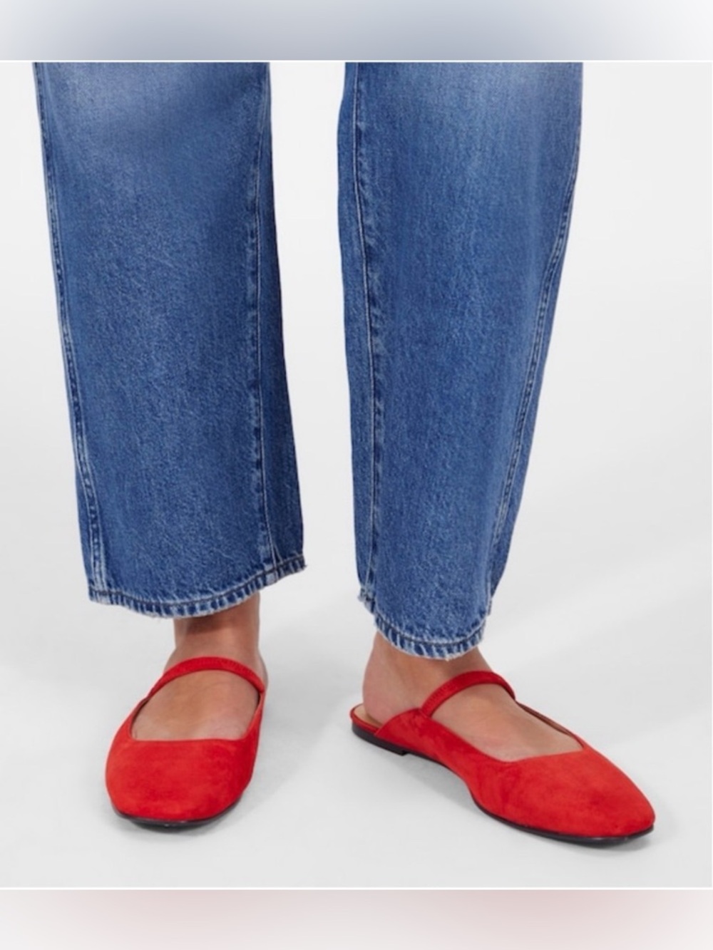 Madewell Red Suede Mary Jane Backless Flats - Picture 2 of 10